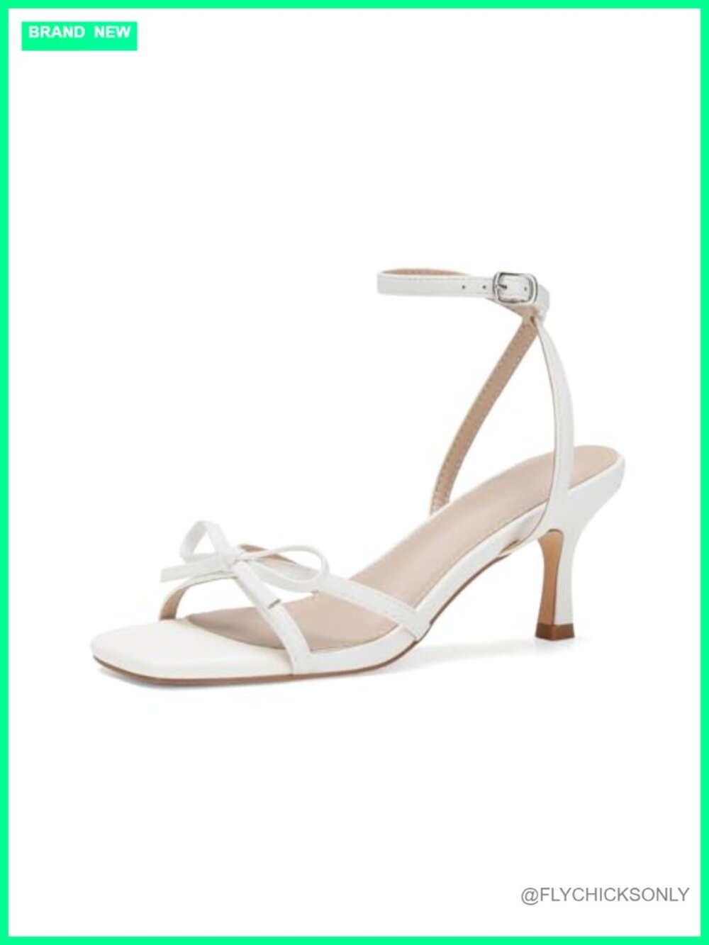 Elegant Bow Kitten Heel Faux Leather Strappy Sandals Women's Buckle Square Toe